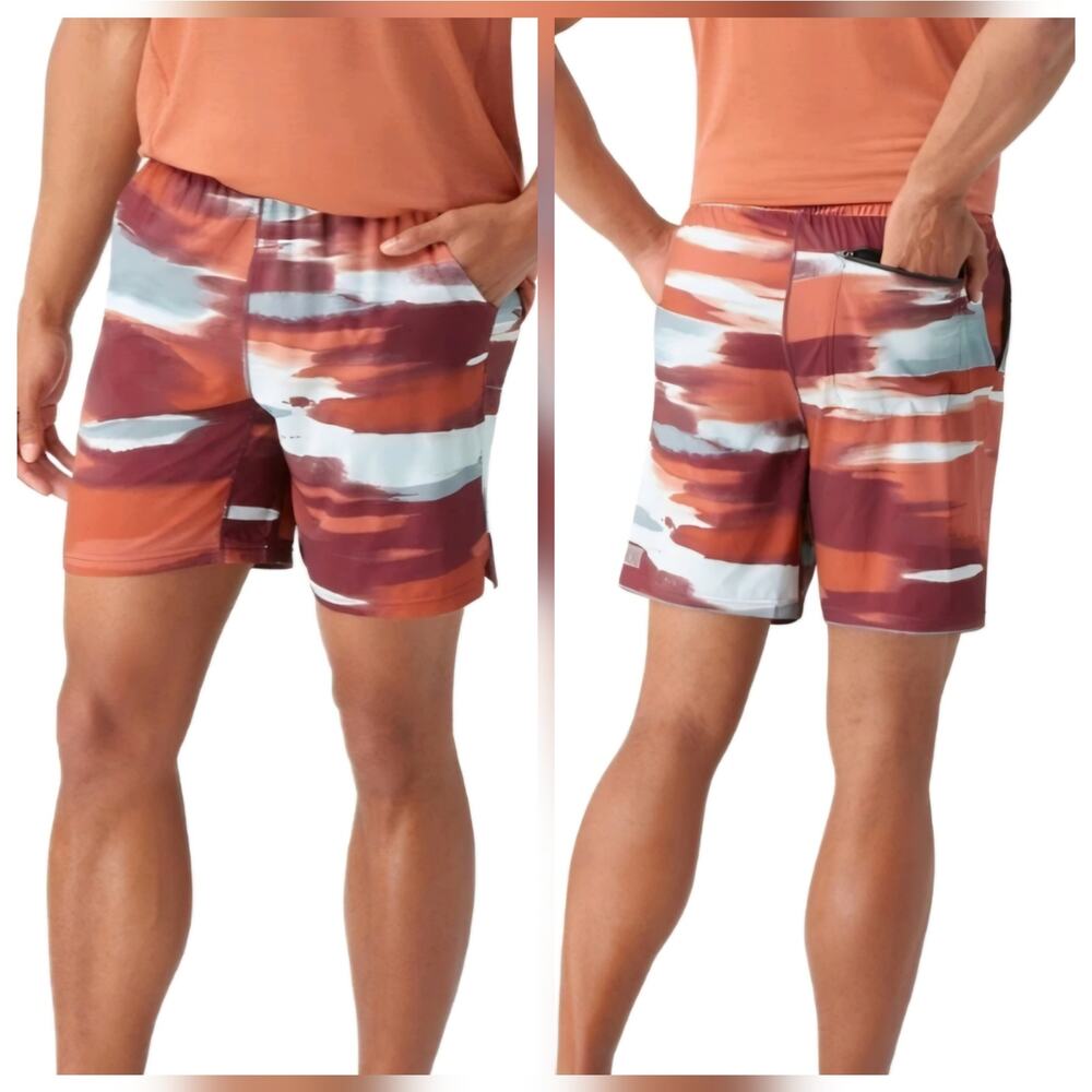 Smart Wool Men Active Training Shorts 8"  sz XL Lined Performance Horizon Print - Picture 10 of 11